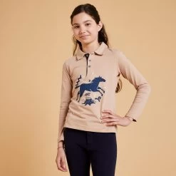 Girls' Long-Sleeved Horse Riding Polo Shirt 100 -Equestrian Equipment Store k2aec1d745ff7528f3ed16cf1b7f12f76