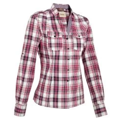 Sentier Women's Long-Sleeved Horse Riding Shirt - Pink And White Checks