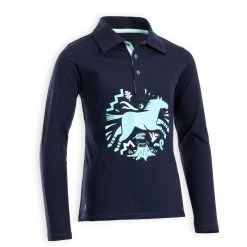 Girls' Long-Sleeved Horse Riding Polo Shirt 100 -Equestrian Equipment Store k4cc26f06f25853d229c6130ad931f0a6