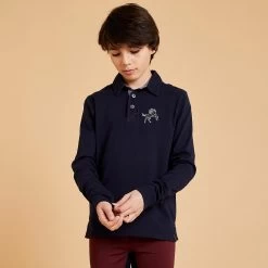 Boys' Horse Riding Long-Sleeved Polo 100